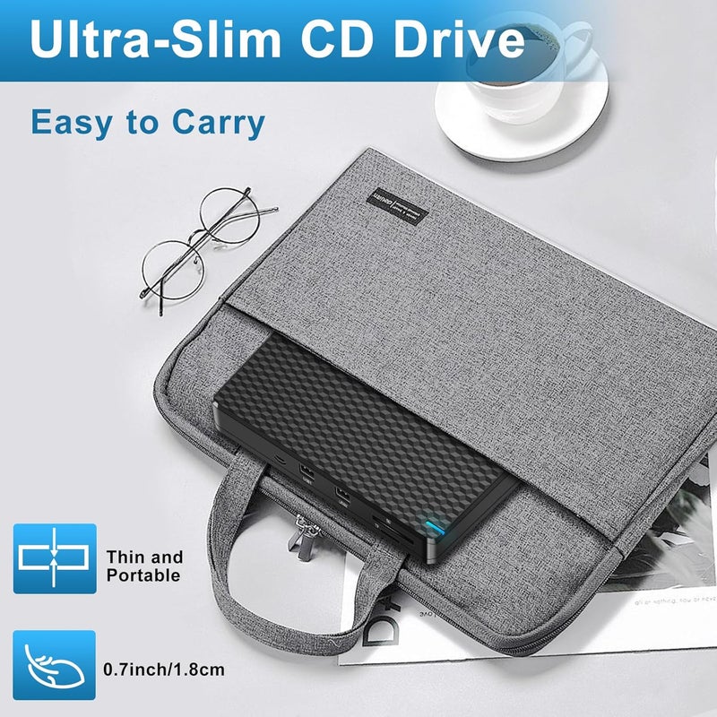Guamar External DVD Drive for PC: USB-C Slim Portable CD Burner for Laptop Mac Windows 11 with SD/TF Slot/2 USB Ports Fast Data Transfer - Plug & Play - Image 5